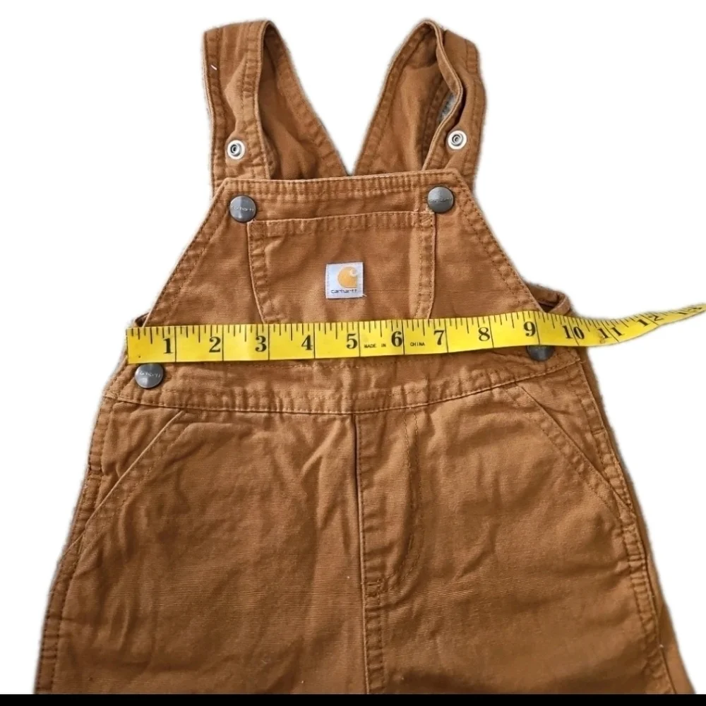 Carhartt Unisex Brown Cotton Snap Bottom Baby Classic Overall Shorts 18M